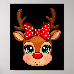 Womens Reindeer Merry Christmas Girl Boy Kids V-ne Poster