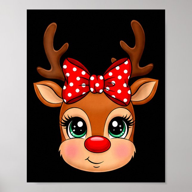 Womens Reindeer Merry Christmas Girl Boy Kids V-ne Poster (Front)