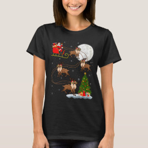Womens Reindeer Santa Sleigh Flying Funny Magical T-Shirt