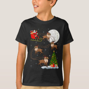 Womens Reindeer Santa Sleigh Flying Funny Magical T-Shirt