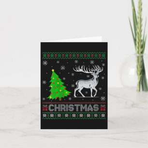 Womens Reindeer Xmas Tree Lighting Ugly Christmas Card