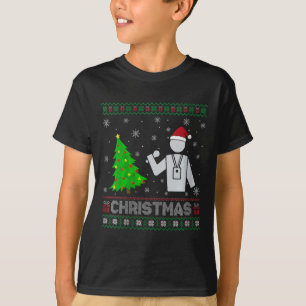 Womens Reporter Xmas Tree Lighting Ugly Christmas  T-Shirt