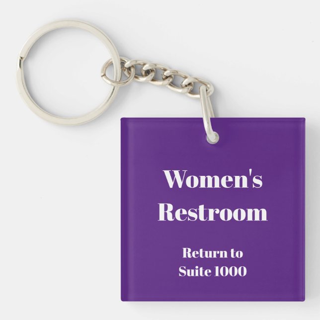 Women's Restroom Return Suite Number Royal Purple Key Ring (Front)