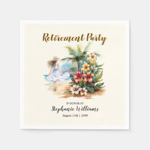 Women's Retirement Beach Aloha Flowers Party Napkin