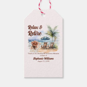 Women's Retirement Beach Chair Themed Party Gift Tags