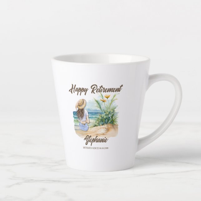 Women's Retirement Beach Theme Elegant Woman Latte Mug (Right)