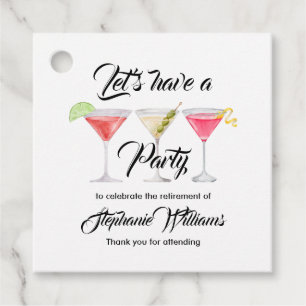 Women's retirement cocktail summer party favour tags