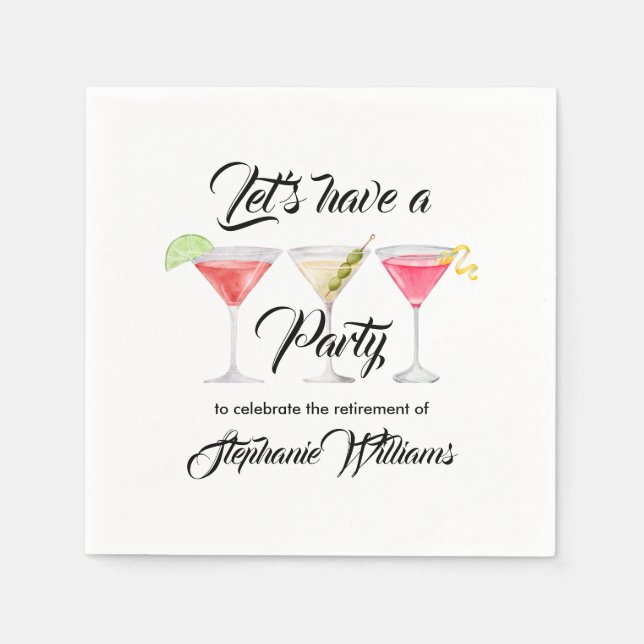 Women's retirement cocktail summer party napkin (Front)