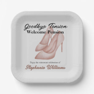 Women's Retirement Goodbye Tension Office Heels Paper Plate