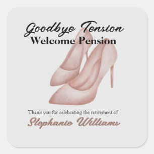 Women's Retirement Goodbye Tension Office Heels Square Sticker