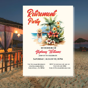 Women's Retirement Party Beach Aloha Woman Invitation