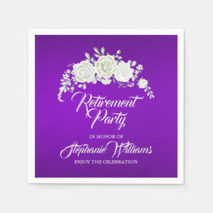 Women's Retirement Party Vintage White Rose  Napkin