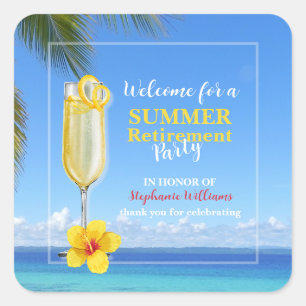 Women's Retirement Summer Ocean Cocktail Party Square Sticker