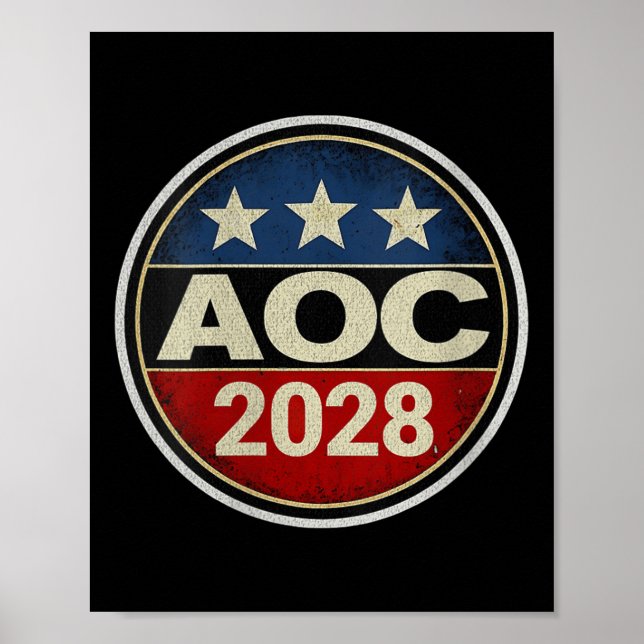 Womens Retro Aoc 2028 Fight Oligarchy Protest Resi Poster (Front)