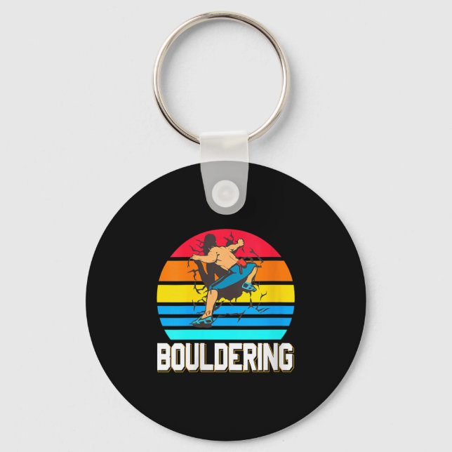Womens Retro Bouldering Wall Smash Indoor Climbing Key Ring (Front)