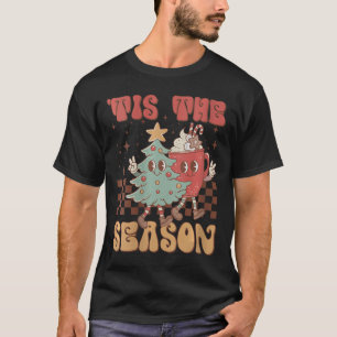 Womens Retro Christmas Tis The Season Christmas Tr T-Shirt