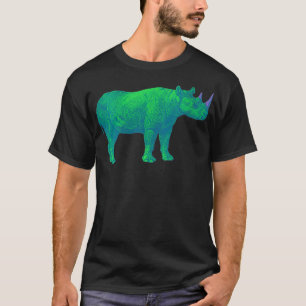 Womens Retro Funky Green Rhino Spirit Animal Rhino T-Shirt