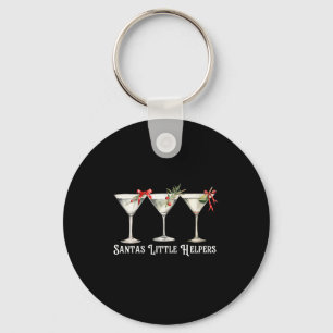 Womens Retro Funny Santa's Little Helper Martini M Key Ring