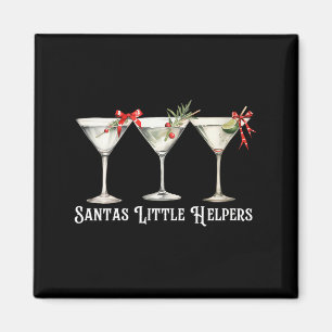 Womens Retro Funny Santa's Little Helper Martini M Magnet