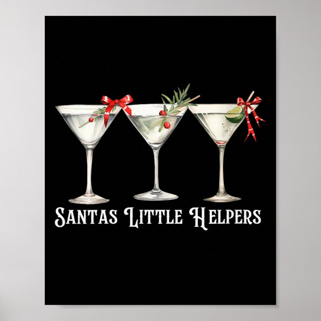Womens Retro Funny Santa's Little Helper Martini M Poster (Front)