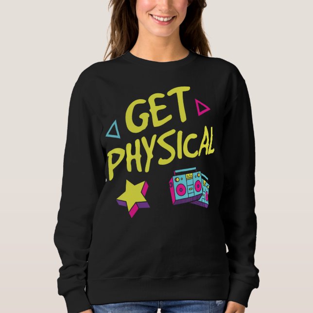 Womens Retro Get Physical Workout Gym Tee Rad 80's (Front)