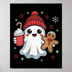 Womens Retro Ghost Beanie Christmas Holiday Xmas C Poster
