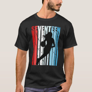 Womens Retro Girl 17th Basketball Birthday Player T-Shirt