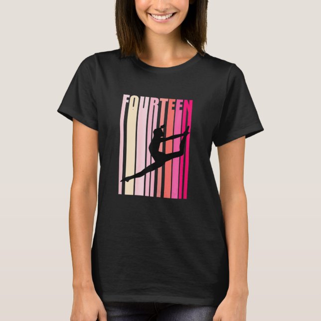 Womens Retro Gymnastics 14th 14 Fourteenth Birthda T-Shirt (Front)