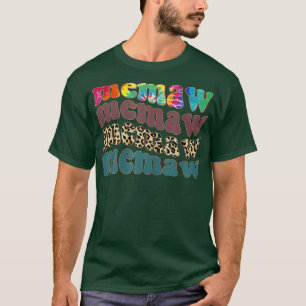 Womens Retro Leopard Memaw Blessed Memaw Funny T-Shirt