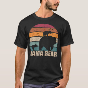 Womens Retro Mama Bear of Twins Mothers Day Mother T-Shirt