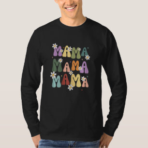 Womens Retro Mama Graphic Hippie Style With Flower T-Shirt