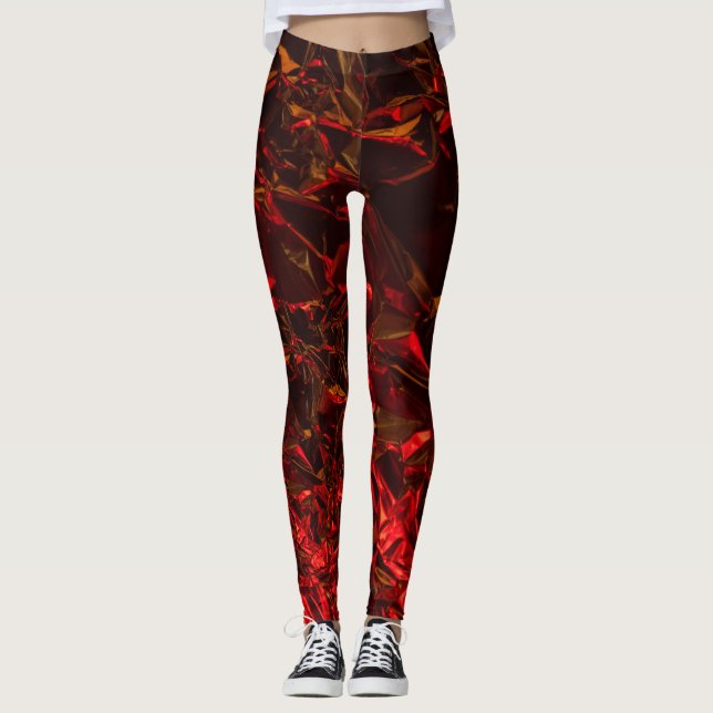WOMEN'S RETRO METALLIC PRINT Leggings (Front)