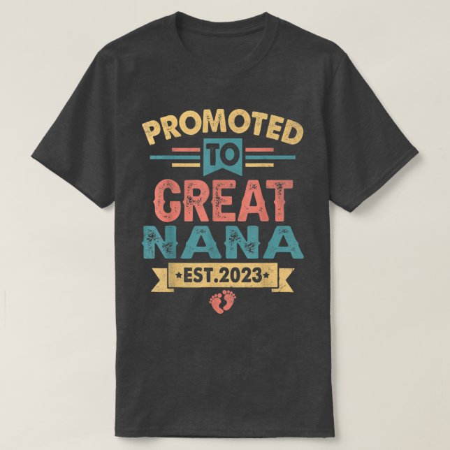 Womens Retro Promoted To Great Nana Est 2023  T-Shirt (Design Front)