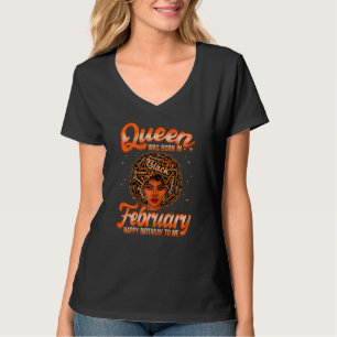 Womens Retro Queen Was Born In February Birthday C T-Shirt