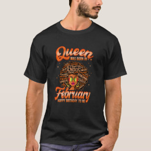 Womens Retro Queen Was Born In February Birthday C T-Shirt
