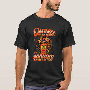 Womens Retro Queen Was Born In January Birthday Cu T-Shirt