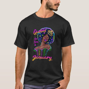 Womens Retro Queens Are Born In January Birthday B T-Shirt