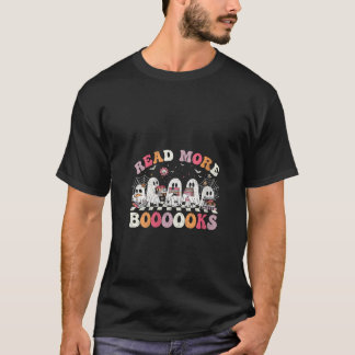 Womens Retro Read More Books Cute Ghost Funny Teac T-Shirt