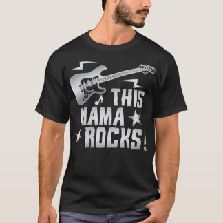 Womens Retro Rock And Roll Guitar This Mama Rocks  T-Shirt