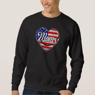 Womens Retro Usa Flag Heart Tennis Mum Mother's Da Sweatshirt