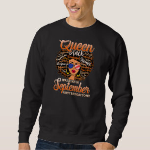 Womens Retro Vintage Queen Was Born In September B Sweatshirt