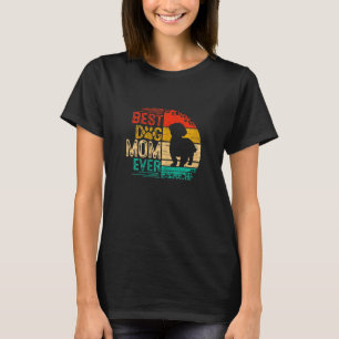 Womens Retro Vintage Sunset Best Shih Tzu Dog Mum T-Shirt