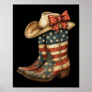 Womens Retro Western Cowboy Boots Cowgirl American Poster