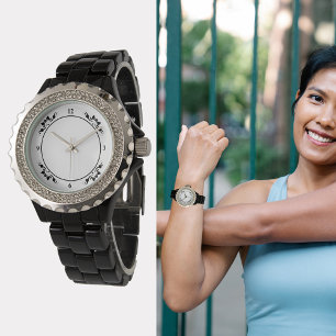 Women's Rhinestone Black Decorative Enamel Watch