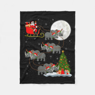 Womens Rhino Santa Sleigh Flying Funny Magical Chr Fleece Blanket