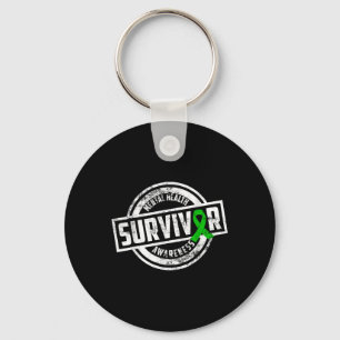 Womens Ribbon Green Mental Health Survivor Awarene Key Ring