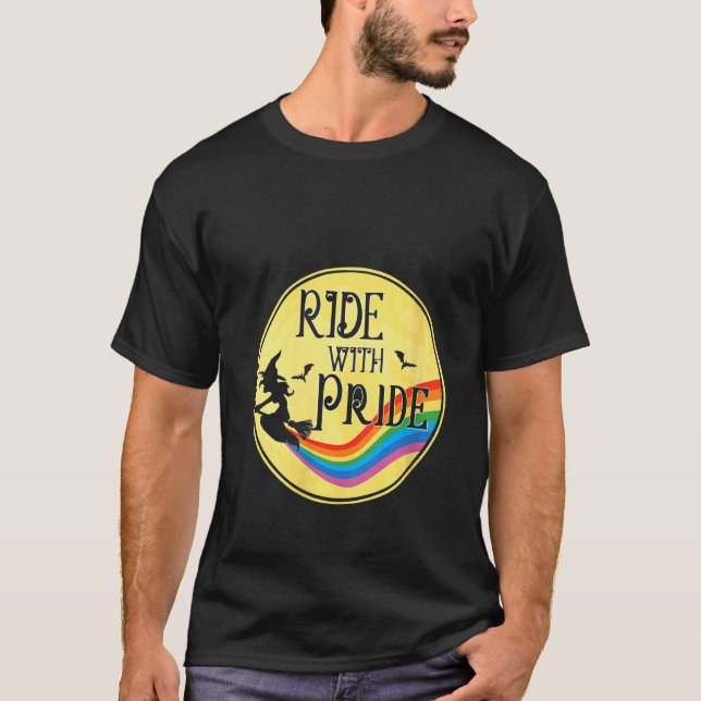 Womens Ride With Pride Lgbt Gay Lesbian Witch Hall T-Shirt (Front)