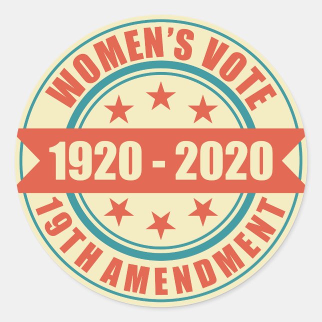 Women's Right to Vote Centennial Classic Round Sticker (Front)