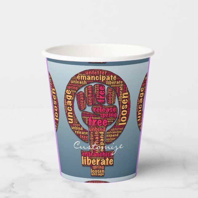 women's rights 2017 Raised fist Paper Cups (Front)