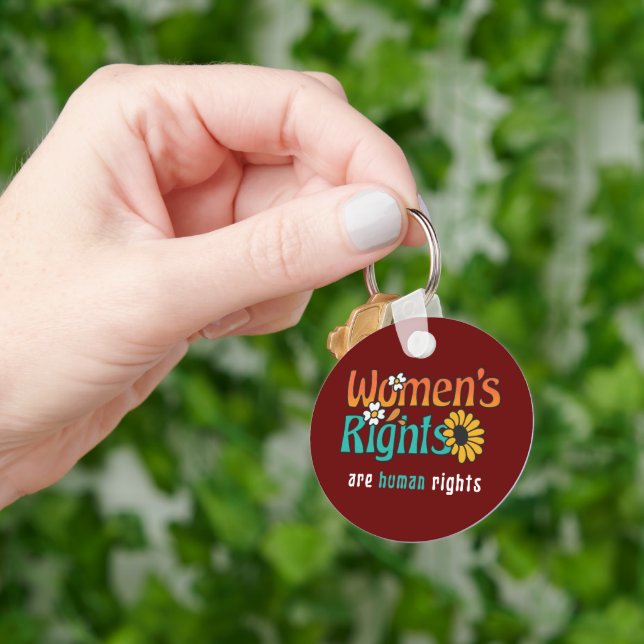 Women's Rights Human Rights Floral Quote  Key Ring (Hand)